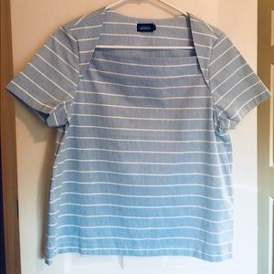 Kate Spade Blue and White Striped Fold Over Top
